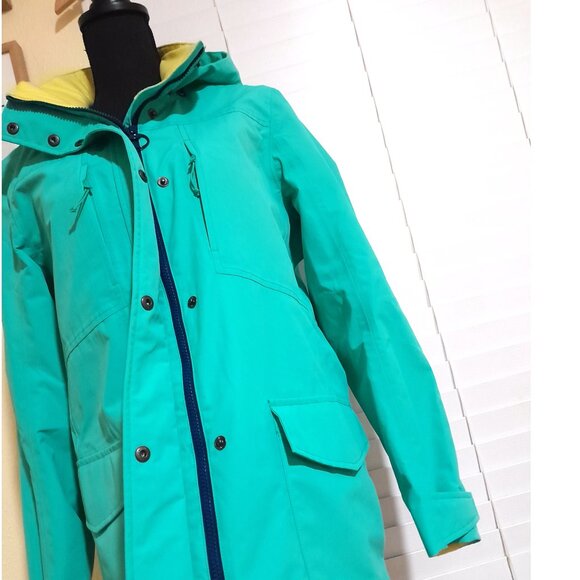 Waterproof Wind Proof Static Proof Lined Hooded Lands End Long Rain Cost Medium - Picture 6 of 9